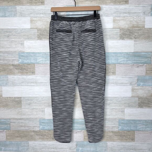 H&M Textured Striped Pleated Jogger Sweatpants Gray Black Curve Hem Womens Small - Picture 4 of 6